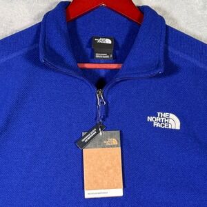 North Face 1/4 Zip Mens Small Blue Textured‎ Cap Rock Pullover Sweater Fleece